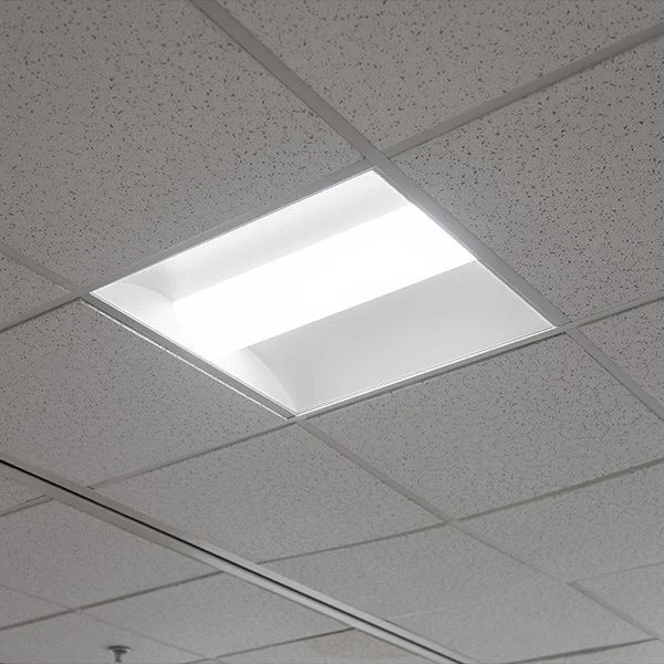 Troffer light fixture installed with drop ceiling mounting Troffer fixture with drop ceiling mounting