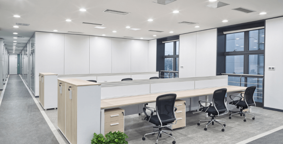 header image of retrofit lighting in office space 