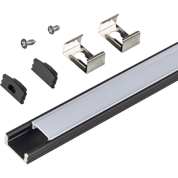 Armacost Aluminum Channel Kit for LED Strips Up To 12mm - Surface Mount - Black Anodized - 1m - 5-Pack Armacost Aluminum Channel Kit for LED Strips Up To 12mm - Surface Mount - Black Anodized - 1m - 5-Pack