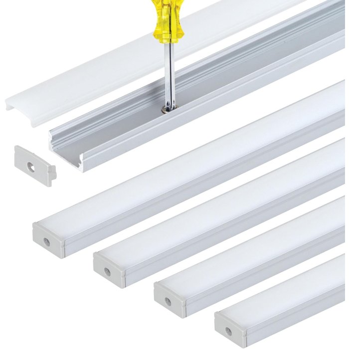 Armacost Aluminum Channel Kit for LED Strips Up To 12mm - Easy Surface Mount - Silver Anodized - 1m - 5-Pack Armacost Aluminum Channel Kit for LED Strips Up To 12mm - Easy Surface Mount - Silver Anodized - 1m - 5-Pack
