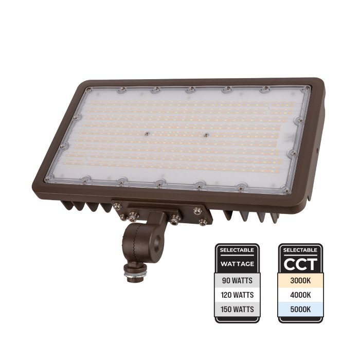 LED Flood Light with Knuckle Mount - Selectable Wattage and CCT - 400W Metal Halide Equivalent - Up To 21,000 Lumens - 90W / 120W / 150W - 3000K / 4000K / 5000K LED Flood Light with Knuckle Mount - Selectable Wattage and CCT - 400W Metal Halide Equivalent - Up To 21,000 Lumens - 90W / 120W / 150W - 3000K / 4000K / 5000K