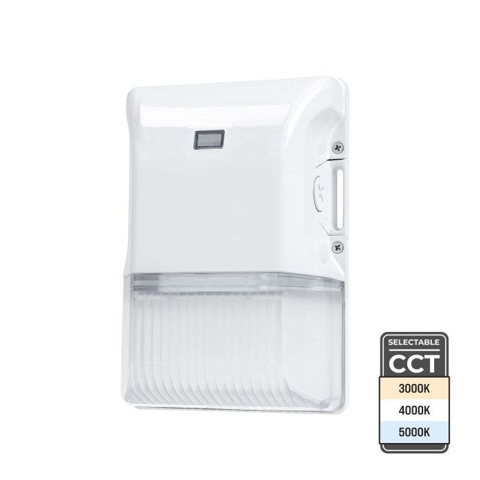 15W Mini LED Wall Pack with Bypassable Photocell - Selectable CCT - 50W MH Equivalent - Up to 2,175 Lumens - White 15W Mini LED Wall Pack with Bypassable Photocell - Selectable CCT - 50W MH Equivalent - Up to 2,175 Lumens - White