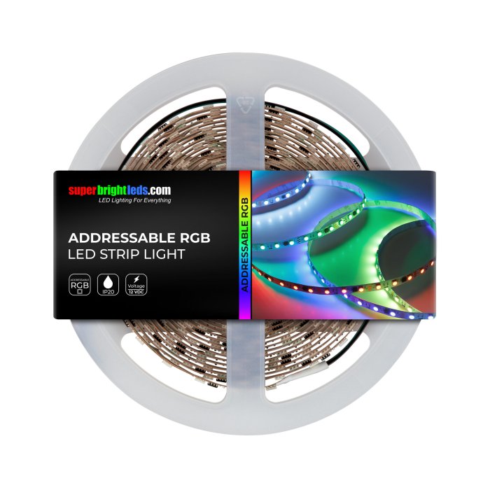 Addressable RGB LED Strip Light on its reel. Addressable RGB LED Strip Light on its reel.