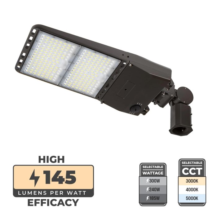 LED Parking Lot Area Light with Selectable CCT and Wattage - 185W / 240W / 300W - Up to 1,000W MH Equivalent - Up to 43,500 Lumens - Optional Photocell main product photo