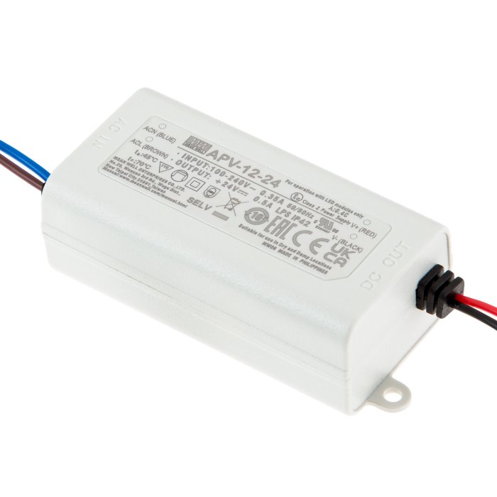 Mean Well 24 VDC LED Switching Power Supply - AP Series Single Output LED Power Supply - Optional Power Cord - 12W / 16W / 25W / 35W main product photo