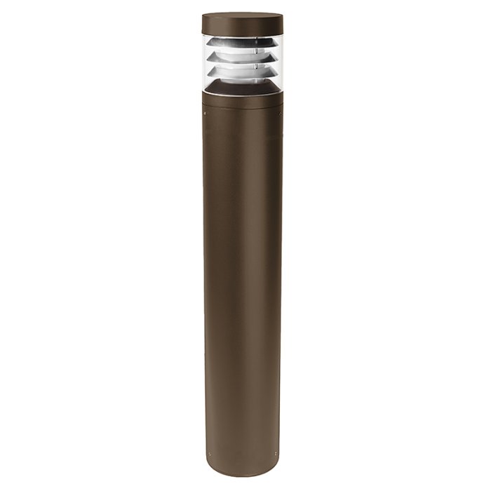 39.5" Round Flat Top LED Bollard with Louvers - Bronze Finish - 25W - 1,850 Lumens - 3000K / 4000K / 5000K main product photo