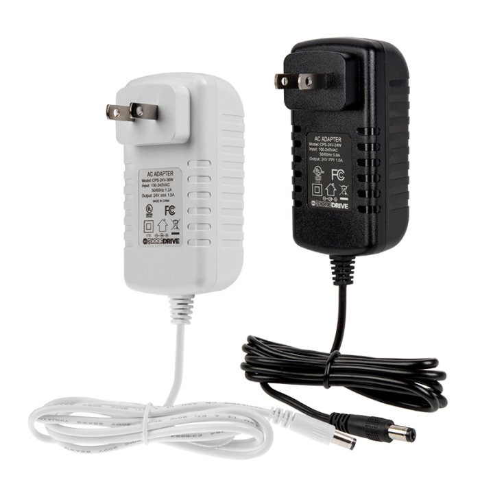 DiodeDrive Wall-Mounted AC Adapter Power Supply - 24 VDC - Black / White - 12W / 18W / 24W / 36W / 48W main product photo