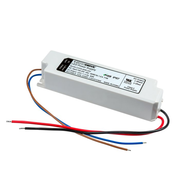 DiodeDrive 24 VDC LED Constant Voltage Power Supply - Waterproof - Optional Power Cord - 20W / 40W / 60W / 96W main product photo