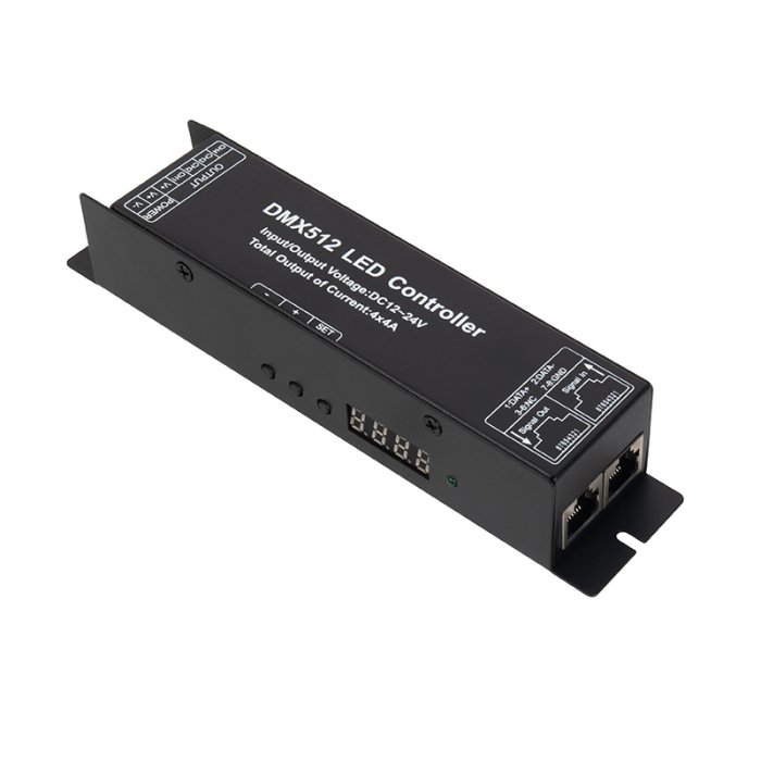 LED DMX512 Decoder - 4 Channel - 4 A/CH - Address Digital Display - 12-24 VDC LED DMX512 Decoder - 4 Channel - 4 A/CH - Address Digital Display - 12-24 VDC