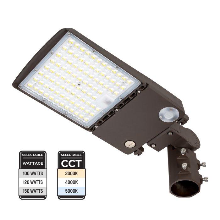Euri Lighting Commercial LED Area Light - Selectable CCT and Wattage - 400W MH Equivalent - Up to 23,970 Lumens - 3000K / 4000K / 5000K - With Mount main product photo