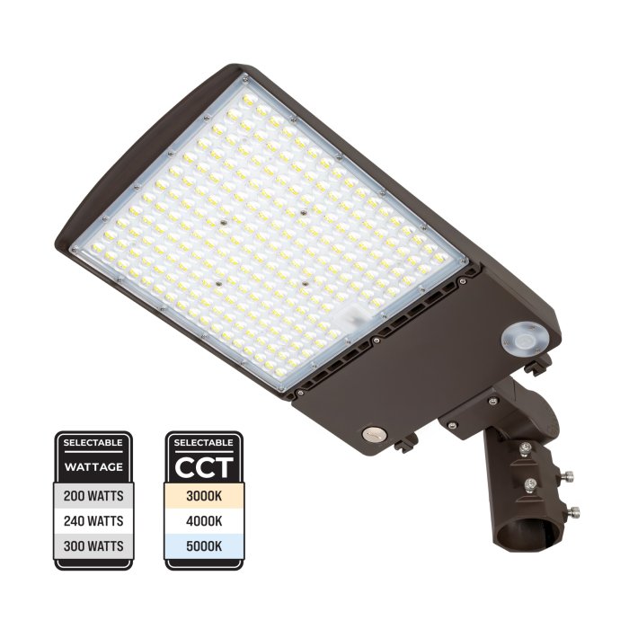 Euri Lighting Commercial LED Area Light - Selectable CCT and Wattage - 1,000W MH Equivalent - Up to 49,000 Lumens - 200W / 240W / 300W - 3000K / 4000K / 5000K - with Mount main product photo
