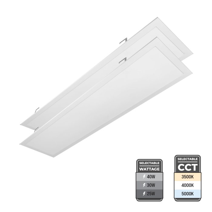 Euri Lighting 1x4 LED Flat Panel Light - Selectable CCT and Wattage - Up To 5,000 Lumens - 25W / 30W / 40W - 3500K / 4000K / 5000K - 2-Pack Euri Lighting 1x4 LED Flat Panel Light - Selectable CCT and Wattage - Up To 5,000 Lumens - 25W / 30W / 40W - 3500K / 4000K / 5000K - 2-Pack