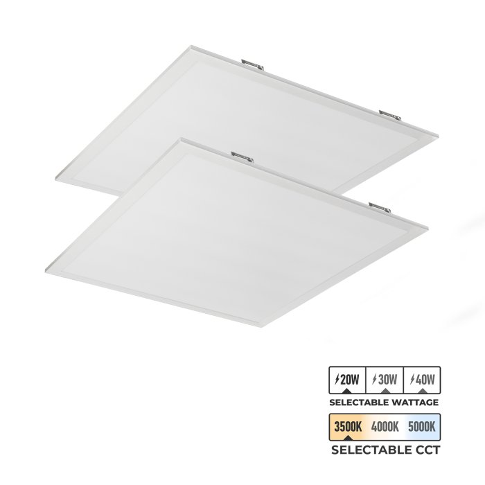 Euri Lighting 2x2 LED Flat Light Panel 2-Pack - Selectable Wattage and CCT - Dimmable - Up To 5,200 Lumens - 20W / 30W / 40W - 3000K / 4000K / 5000K Euri Lighting 2x2 LED Flat Light Panel 2-Pack - Selectable Wattage and CCT - Dimmable - Up To 5,200 Lumens - 20W / 30W / 40W - 3000K / 4000K / 5000K