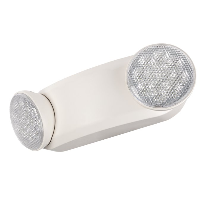 Dual Round-Head LED Emergency Light - Battery Backup - White - Single / 6-Pack main product photo