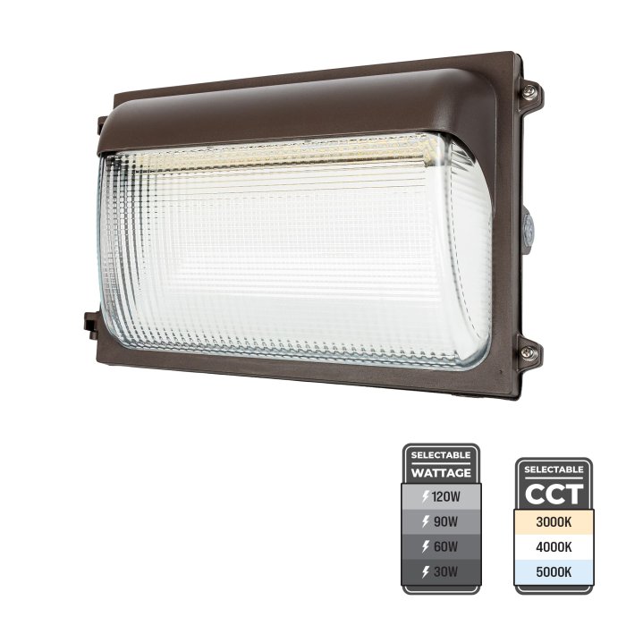 Euri Lighting LED Slim Wall Pack - Bypassable Photocell - Selectable CCT and Wattage - Up to 16,350 Lumens - 30W / 60W / 90W / 120W - 3000K / 4000K / 5000K Euri Lighting LED Slim Wall Pack - Bypassable Photocell - Selectable CCT and Wattage - Up to 16,350 Lumens - 30W / 60W / 90W / 120W - 3000K / 4000K / 5000K