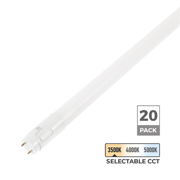 18W LED Hybrid T8 Tube - 4ft Linear Tube Light - 2,600 Lumens - Selectable CCT - Type A / Type B - 20-Pack 18W LED Hybrid T8 Tube - 4ft Linear Tube Light - 2,600 Lumens - Selectable CCT - Type A / Type B - 20-Pack