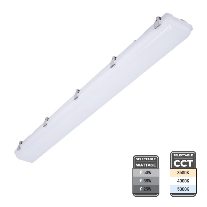 Euri Lighting 4’ LED Vapor Tight - Selectable Wattage and CCT - Up To 6,550 Lumens - 25W / 38W / 50W - 3500K / 4000K / 5000K Euri Lighting 4’ LED Vapor Tight - Selectable Wattage and CCT - Up To 6,550 Lumens - 25W / 38W / 50W - 3500K / 4000K / 5000K