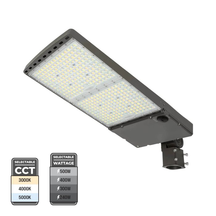 High Voltage LED Parking Lot Light with Mount - Selectable Wattage and CCT - 200-480 VAC - Up to 72,500 Lumens - Optional Photocell or Shorting Cap main product photo