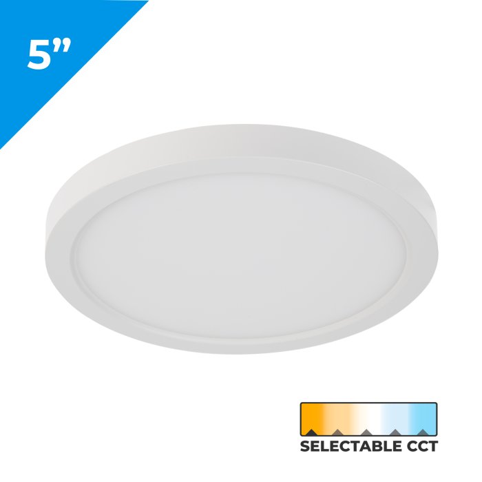 5" Low Profile LED Flush Mount Downlight - 10W - Selectable CCT - Dimmable - Up to 650 Lumens main product photo