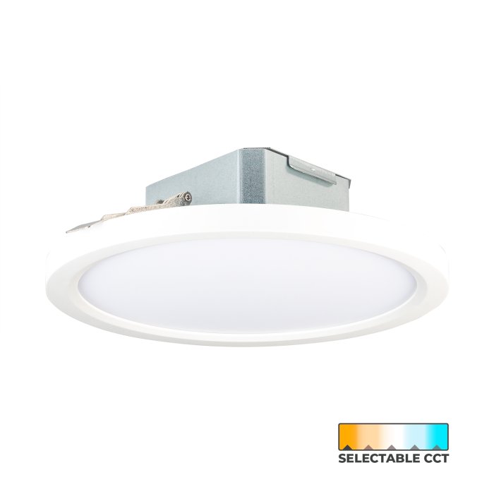 3-in-1 8" 18W Low Profile LED Flush Mount Downlight - 75W Incandescent Equivalent - Selectable CCT - TRIAC Dimmable - 1,200 Lumens 3-in-1 8" 18W Low Profile LED Flush Mount Downlight - 75W Incandescent Equivalent - Selectable CCT - TRIAC Dimmable - 1,200 Lumens