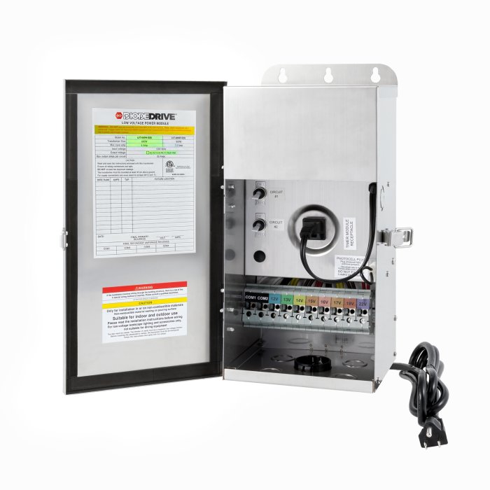 DiodeDrive 600W Low-Voltage Stainless Steel Landscape Transformer - Multi-Tap 12V-18V and 22V Outputs - Optional Photocell main product photo