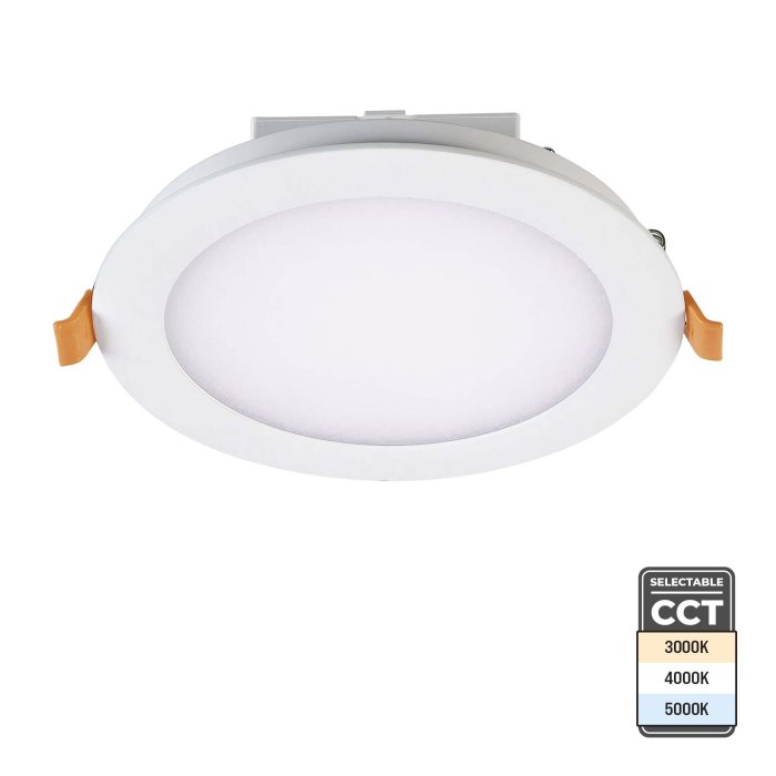 6 inch 12 watt LED Recessed Downlight with Built-In Junction Box. Ultra-High 97 CRI with Selectable CCT. Emits 1,000 Lumens and is TRIAC Dimmable. 6 inch 12 watt LED Recessed Downlight with Built-In Junction Box. Ultra-High 97 CRI with Selectable CCT. Emits 1,000 Lumens and is TRIAC Dimmable.