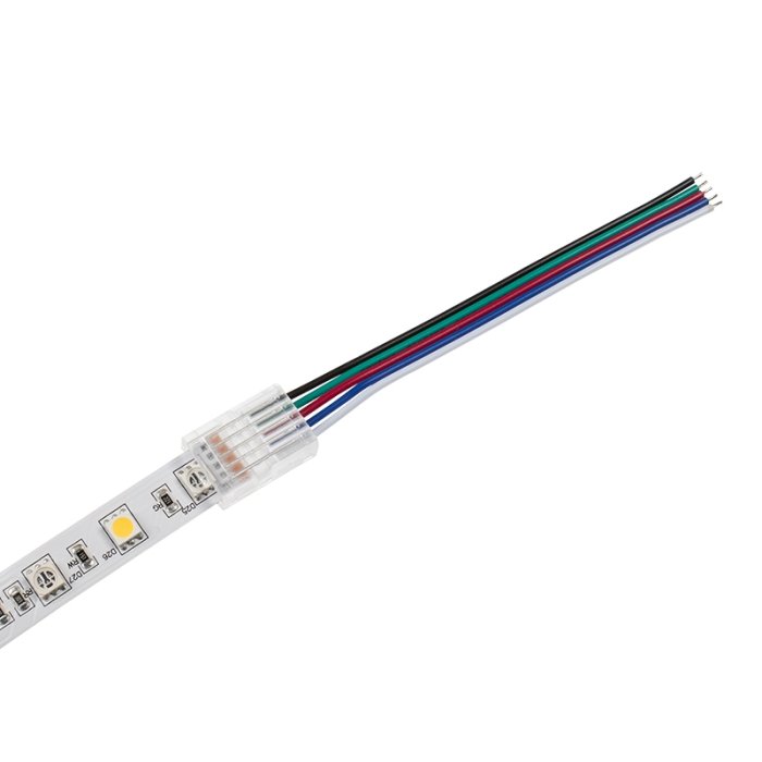 4" Solderless Clamp-On Pigtail Adaptor - 12mm RGBW LED Strip Lights 4" Solderless Clamp-On Pigtail Adaptor - 12mm RGBW LED Strip Lights