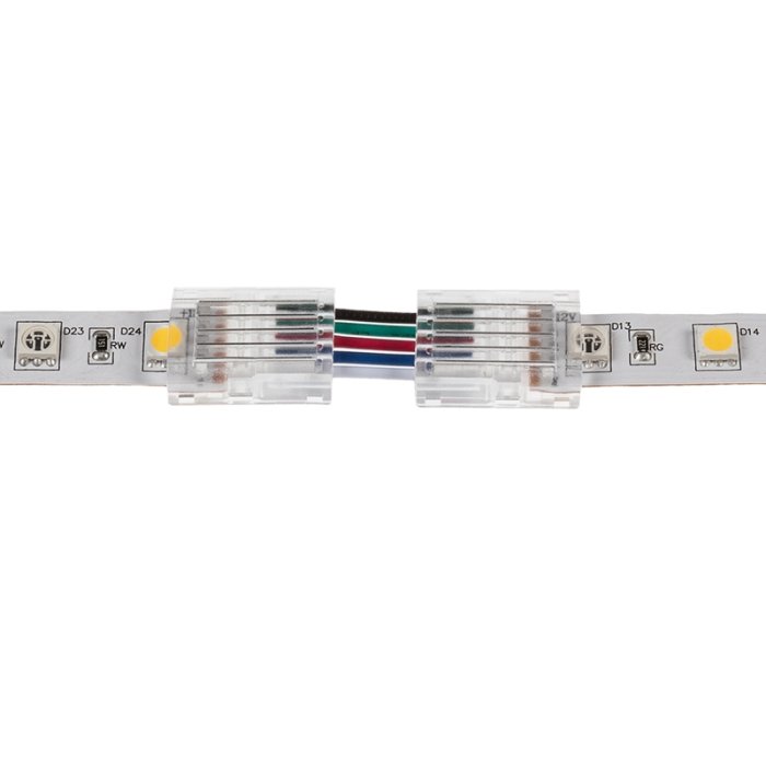 Solderless Clamp-On Up / Down ‘L’ Wire Connector - 12mm RGBW LED Strip Lights Solderless Clamp-On Up / Down ‘L’ Wire Connector - 12mm RGBW LED Strip Lights