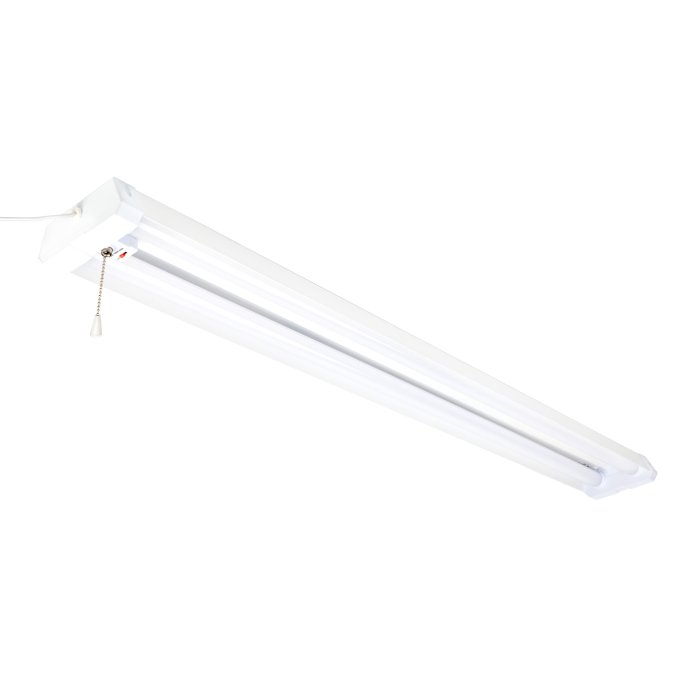 The 4ft Linkable 40W LED Shop Light with Pull Chain is shown. The 4ft Linkable 40W LED Shop Light with Pull Chain is shown.