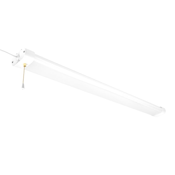 The 4ft Linkable 40W LED Shop Light with Pull Chain is shown. The 4ft Linkable 40W LED Shop Light with Pull Chain is shown.