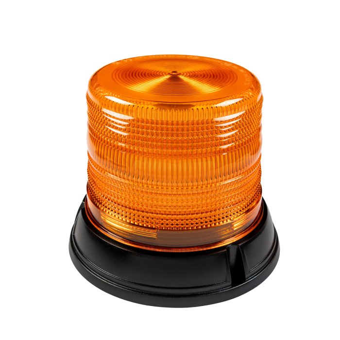 5.5” Amber LED Strobe Beacon - 7 Flash Patterns - Permanent Mount - SAE Class 1 - 12-24 VDC 5.5” Amber LED Strobe Beacon - 7 Flash Patterns - Permanent Mount - SAE Class 1 - 12-24 VDC