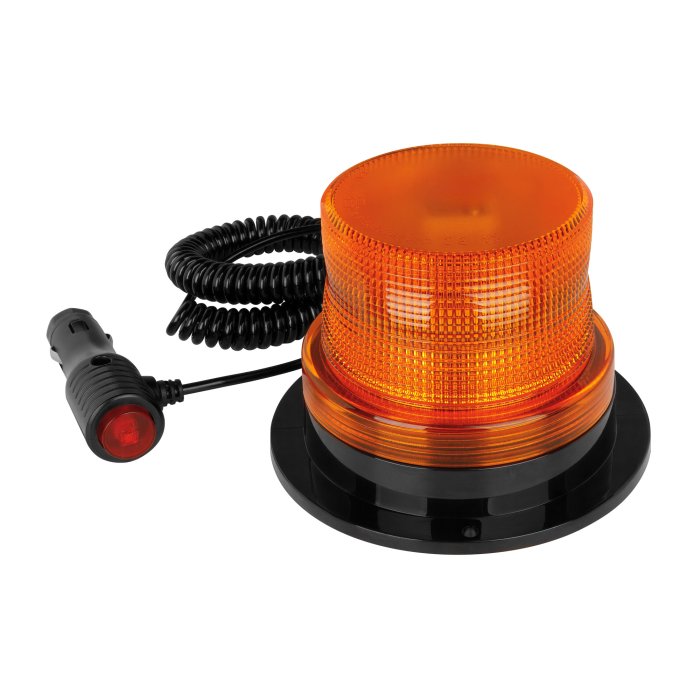 3.75” Amber LED Strobe Beacon - 7 Flash Patterns - Magnetic Base - SAE Class 2 - 12-24 VDC 3.75” Amber LED Strobe Beacon - 7 Flash Patterns - Magnetic Base - SAE Class 2 - 12-24 VDC
