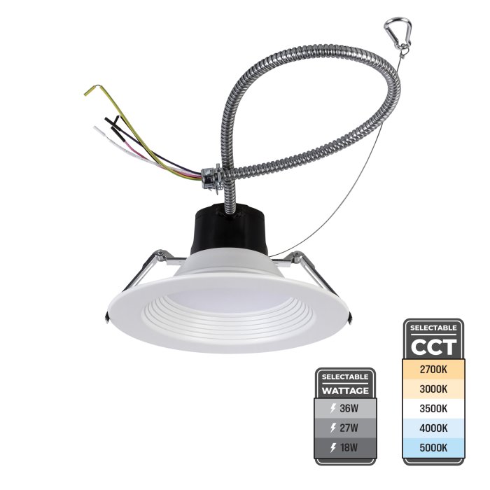 8" Commercial Recessed LED Downlight - Dimmable - Selectable CCT and Wattage - Up to 3,960 Lumens - Single / 4-Pack main product photo