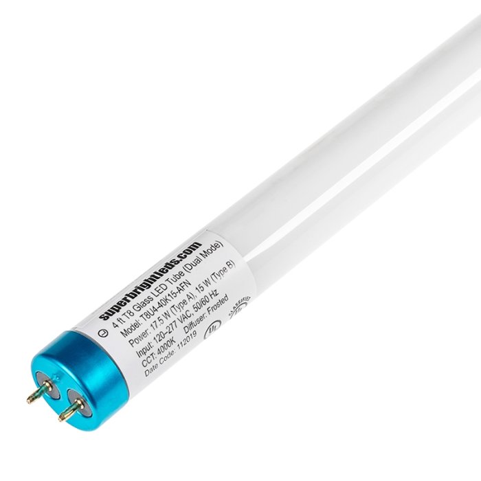 Universal 3-in-1 LED T8 Tube - 15W - 4' Fluorescent Replacement - 1,980 Lumens - Single End/Dual End - Type A/B - 32W Equivalent - 4000K / 5000K main product photo