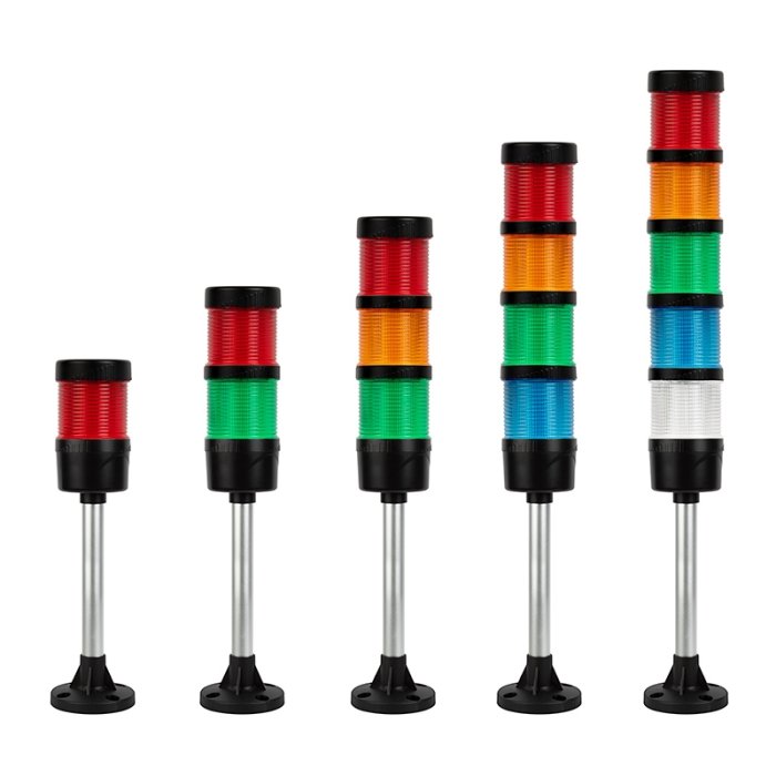 Modular LED Signal Tower Stack Lights - 2.4" Diameter - Fixed Mount with 165mm Pole - 360° Beam main product photo