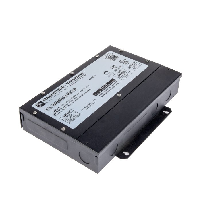 Angled top view of Magnitude VersaDrive 5-way Universal Dimmable Constant Voltage LED Power Supply Angled top view of Magnitude VersaDrive 5-way Universal Dimmable Constant Voltage LED Power Supply