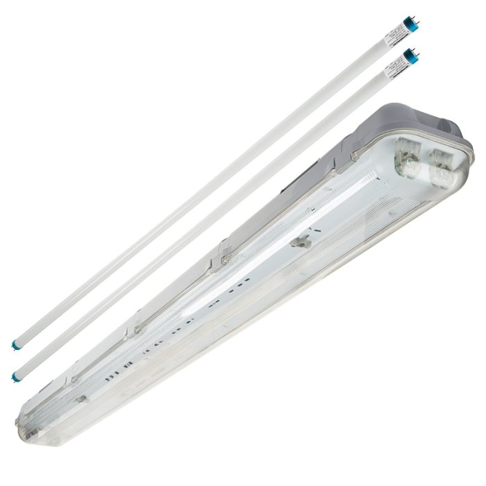 T8 Vapor Tight LED Linear Fixture - 2 Tubes - Industrial LED Light - 4' Long main product photo