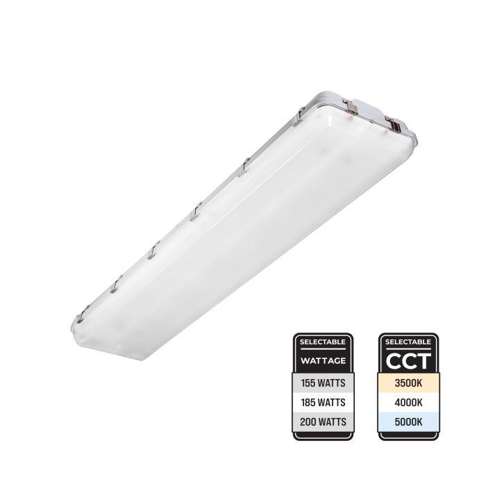 4ft Vapor Tight LED Linear High Bay - Selectable Wattage and CCT - Up to 600W MH Equivalent - Up To 32,000 Lumens - 155W / 185W / 200W - 3500K / 4000K / 5000K 4ft Vapor Tight LED Linear High Bay - Selectable Wattage and CCT - Up to 600W MH Equivalent - Up To 32,000 Lumens - 155W / 185W / 200W - 3500K / 4000K / 5000K