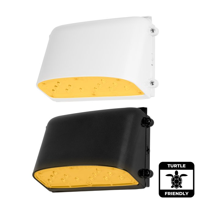 22W Amber LED Turtle-Friendly Full Cutoff Wall Pack - 590nm - 110° x 95° Beam - Black / White main product photo