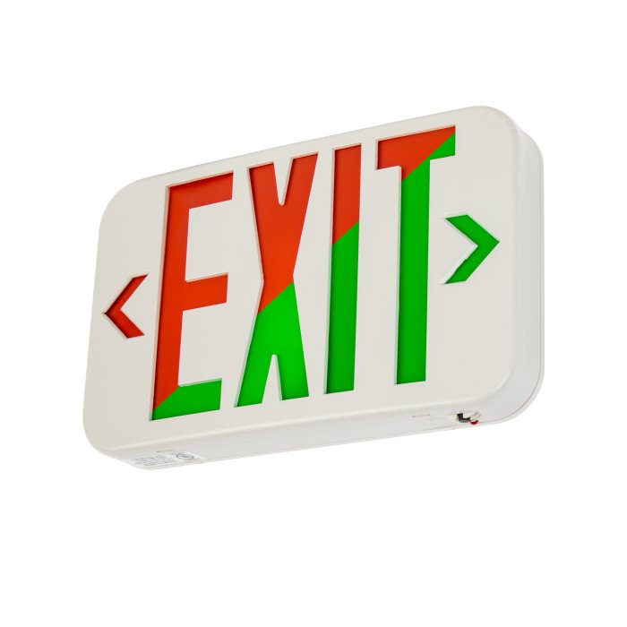 LED Exit Sign With Battery Backup - Single or Double Face - Red / Green - Single / 6-Pack main product photo