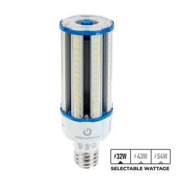 Green Creative 54W HID Post Top Lamp - EX39 Base - Selectable Wattage - Up To 7,020 Lumens - 32W / 43W / 54W - 5000K