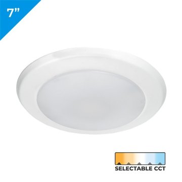 7" 15W LED Flush Mount Downlight - Selectable CCT - Dimmable - Up to 1,125 Lumens