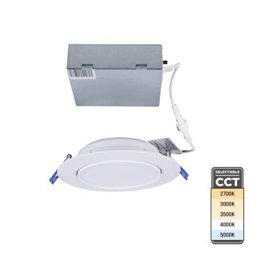 Lightolier 15 W LED Gimbal Trim 6" Canless Downlight - Selectable CCT - TRIAC Dimmable - 120 W Incandescent Equivalent - 1,100 Lumens - White