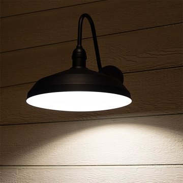 Bronze Gooseneck LED Barn Light - 15.6” Shade - 1,500 Lumens - 3000K
