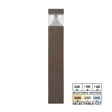 Bronze Square LED Bollard - Cone Reflector - Selectable Wattage and CCT - 14W / 19W / 24W - 3000K / 4000K / 5000K