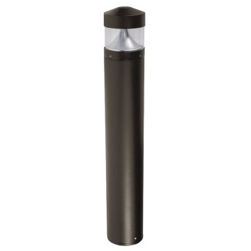 Round LED Bollard Light with Architectural Bevel Edge - Cone Reflector - Dark Bronze Finish - 20W - 3000K / 4000K
