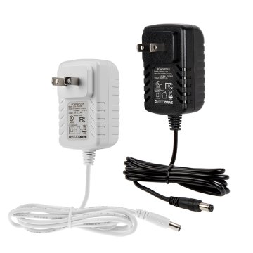 DiodeDrive Wall-Mounted AC Adapter Power Supply - 12 VDC - Black / White - 12W / 18W / 24W / 36W / 48W