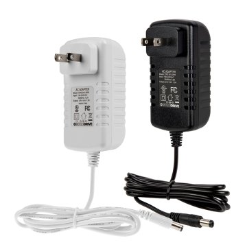 DiodeDrive Wall-Mounted AC Adapter Power Supply - 24 VDC - Black / White - 12W / 18W / 24W / 36W / 48W