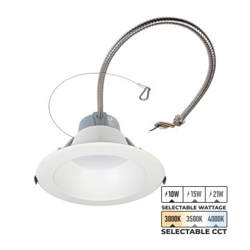 Lightolier 8 in. Commercial Downlight - Selectable Output and CCT - Up to 2,000 Lumens - 3000K / 3500K / 4000K