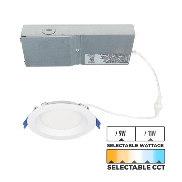 Lightolier Canless 4" Downlight - Selectable CCT and Wattage - Up to 700 Lumens - 0-10V Dimmable - 9 W / 11 W